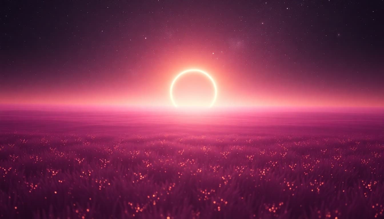 An infinite field of soft cosmic light with a luminous circle of pure potential at its center, symbolizing the total reset of angel number 0000