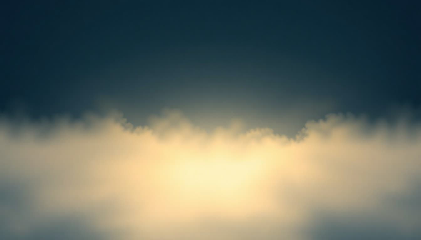 A calm boundless void of gentle glowing mist with a single point of radiant light emerging, representing the blank canvas and infinite potential of a fresh start